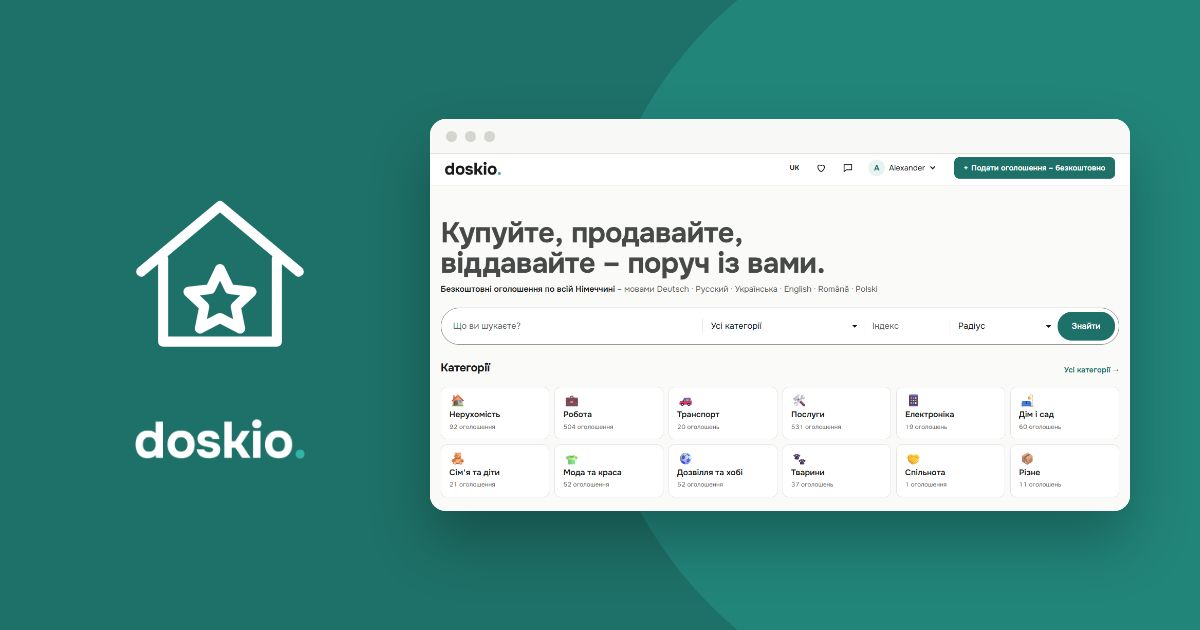 doskio.de – новий сайт оголошень шестьма мовами